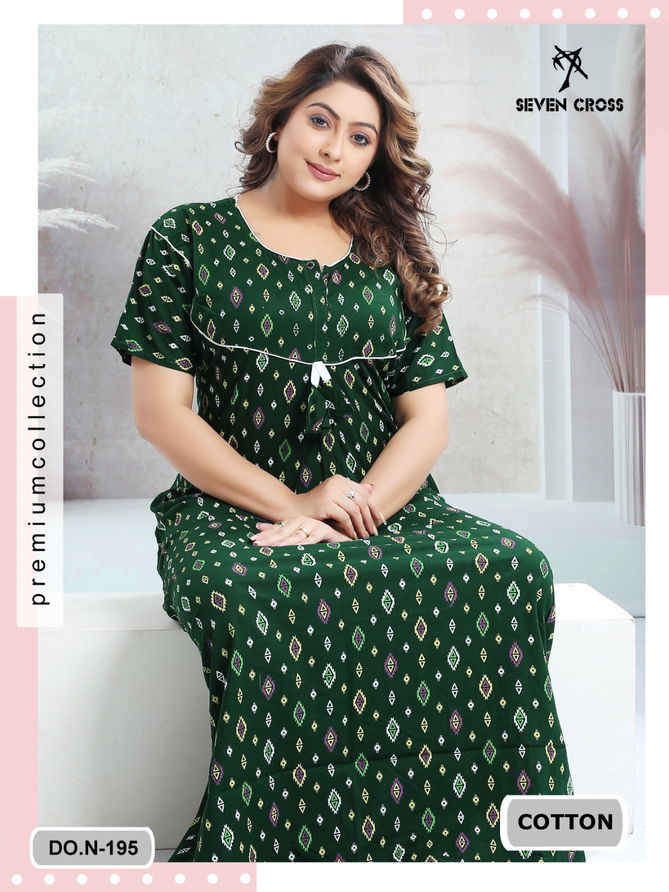 Night Wear Seven Cross Cotton 104 Nighty Gown Wholesale Price In Surat
